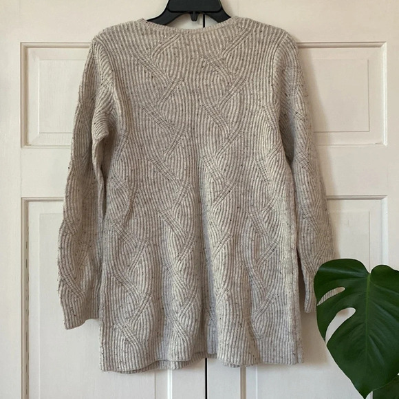 J. Jill Cable Knit Confetti Cream Tunic Sweater Ivory Size Small Braided Coastal - Picture 6 of 7